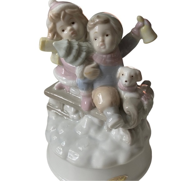 “Let It Snow” Summit Collection Musical Rotating Ceramic Christmas Sledding - Picture 3 of 9
